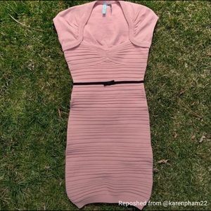 MARCIANO Guess Blush Light Pink Bandage Short Sleeve Dress - Size 00, XXS